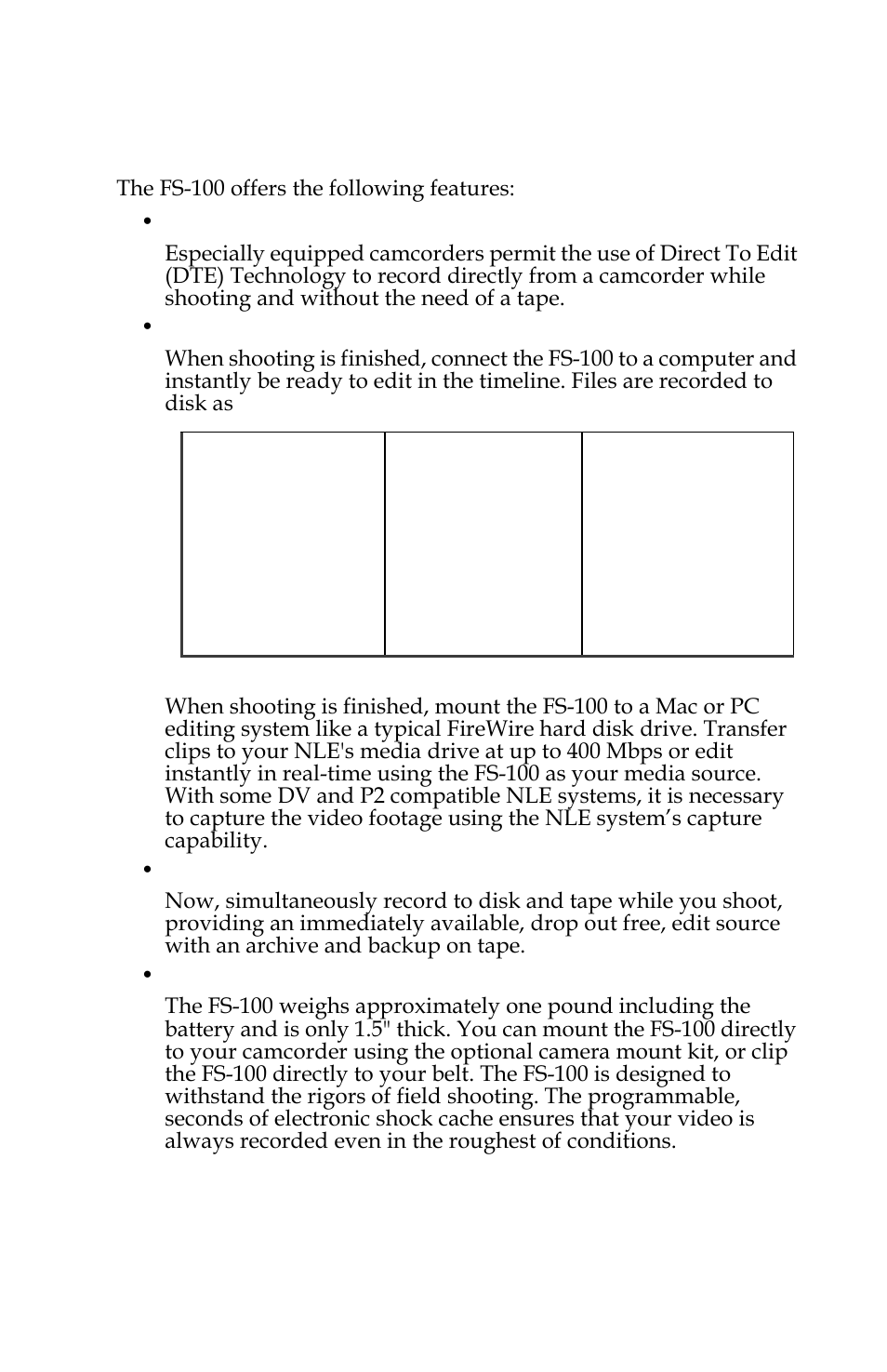Features | Panasonic FS-100 User Manual | Page 21 / 154