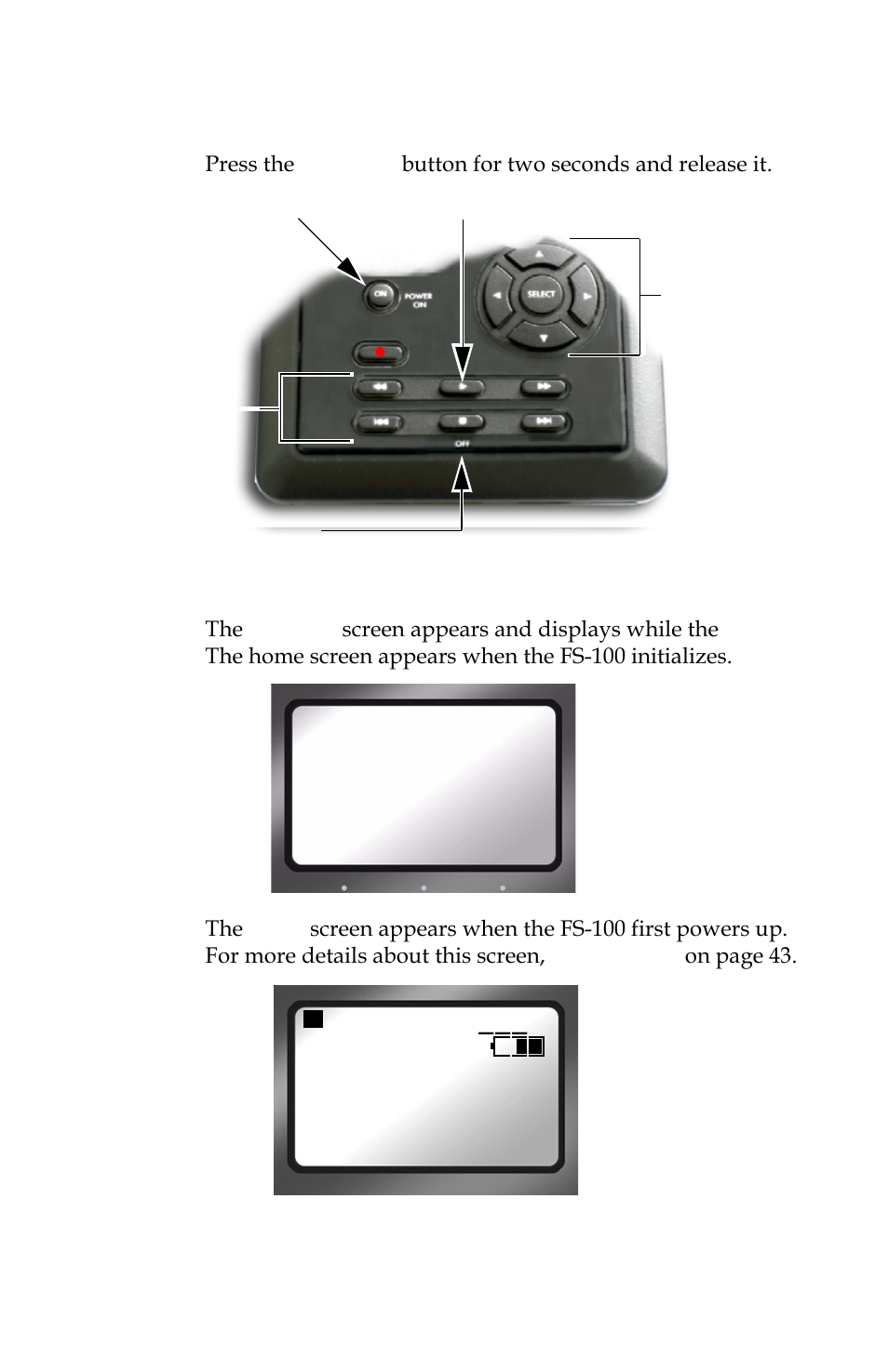 Power on the fs-100 | Panasonic FS-100 User Manual | Page 45 / 154