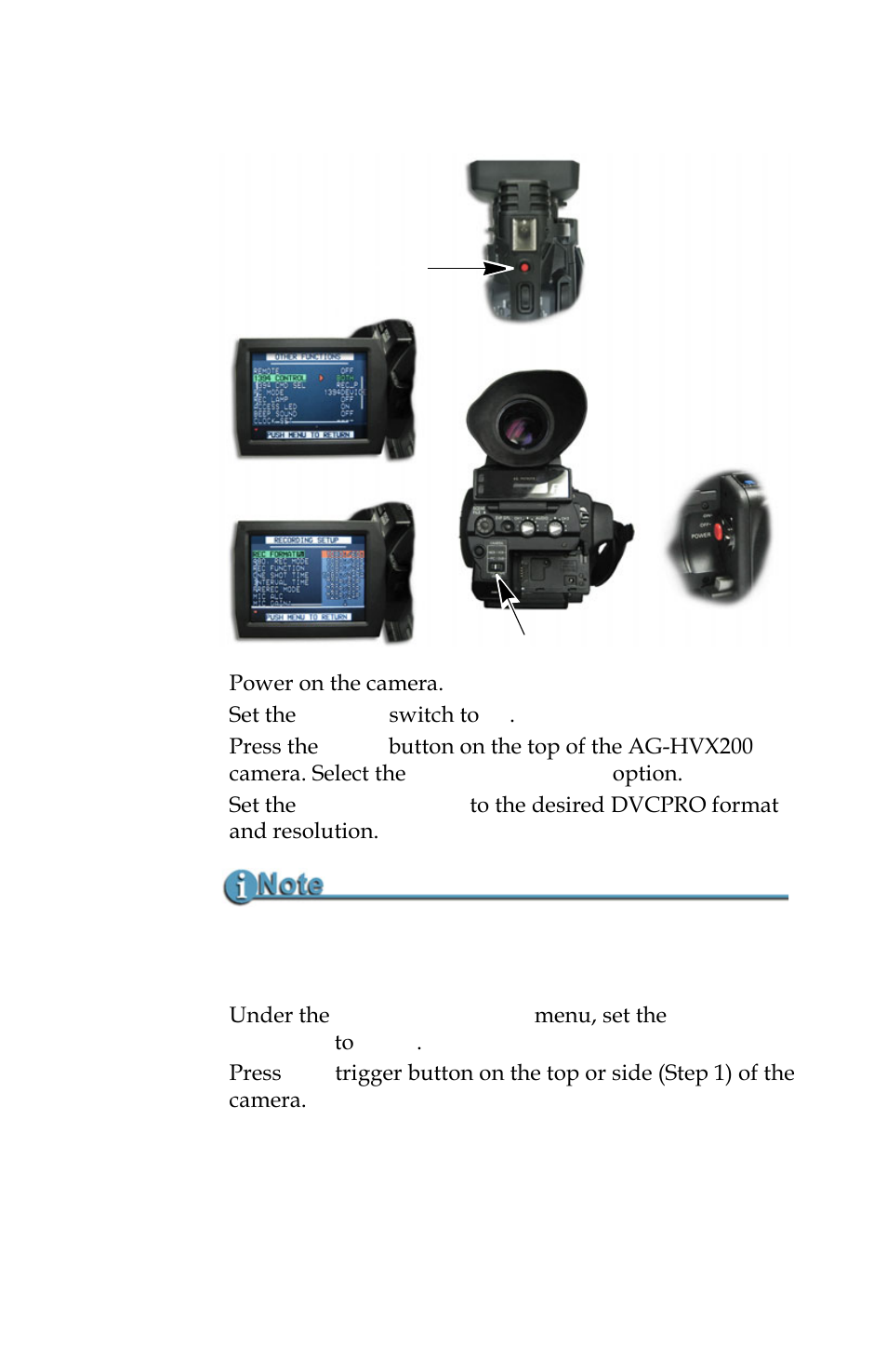 Configuring ag-hvx200 and recording | Panasonic FS-100 User Manual | Page 55 / 154