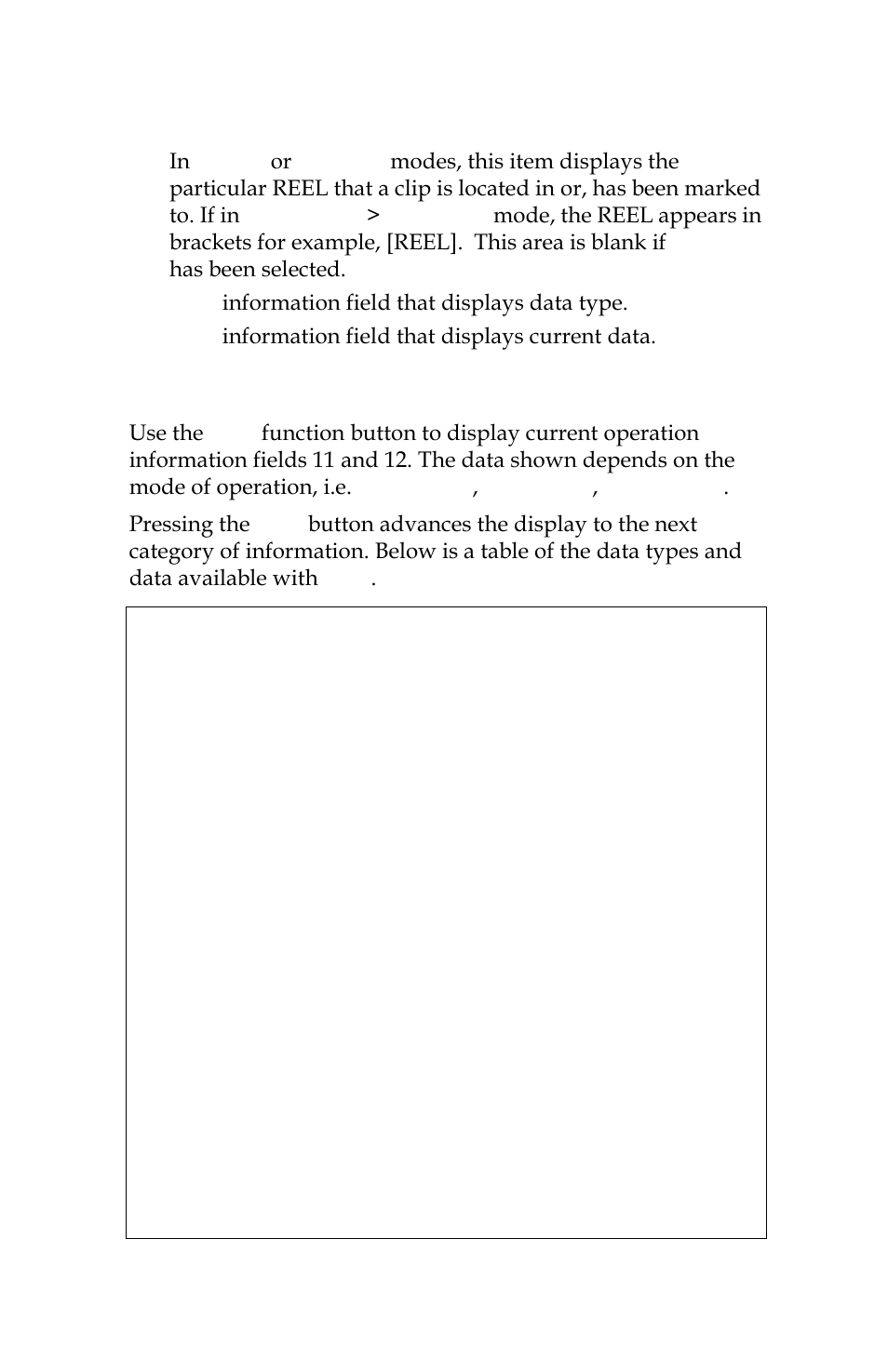 Disp (display) information fields | Panasonic FS-100 User Manual | Page 62 / 154