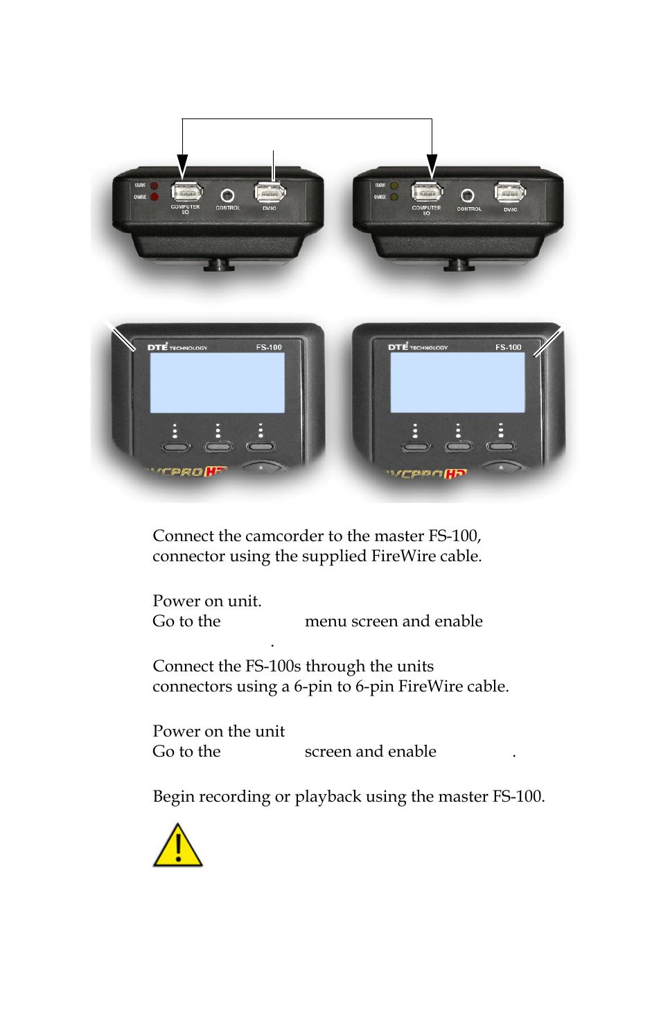 Setting up master and slave fs-100 | Panasonic FS-100 User Manual | Page 73 / 154