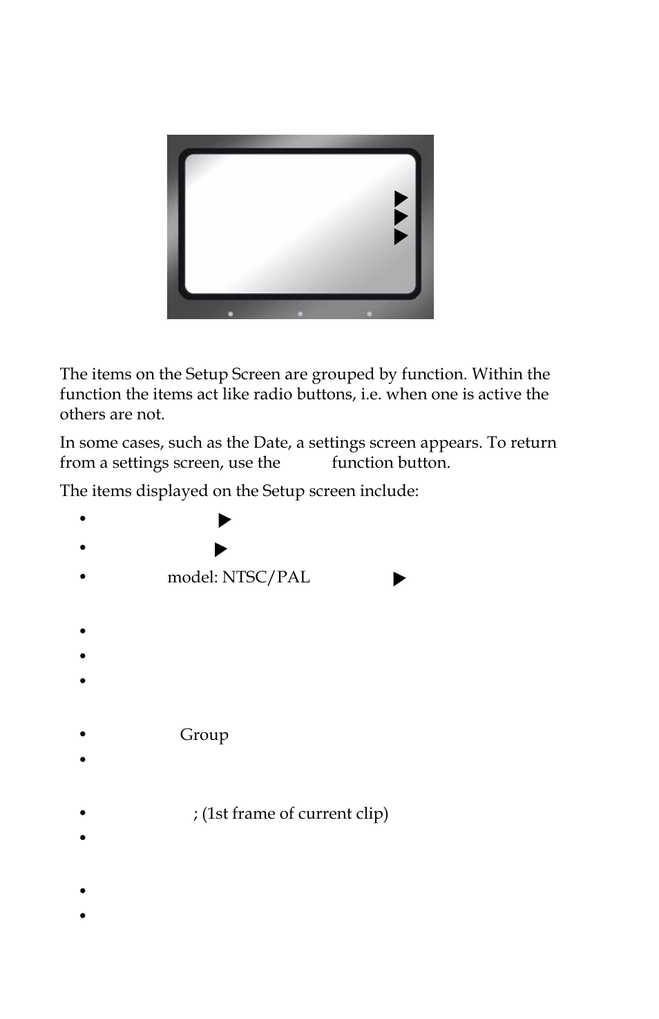 Setup screens | Panasonic FS-100 User Manual | Page 74 / 154