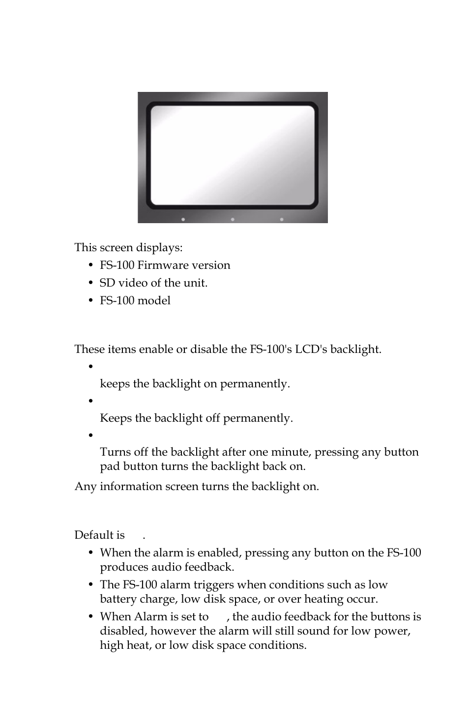 Version, Lcd light on, off, auto, Alarm on, off | Version lcd light on, off, auto alarm on, off | Panasonic FS-100 User Manual | Page 77 / 154