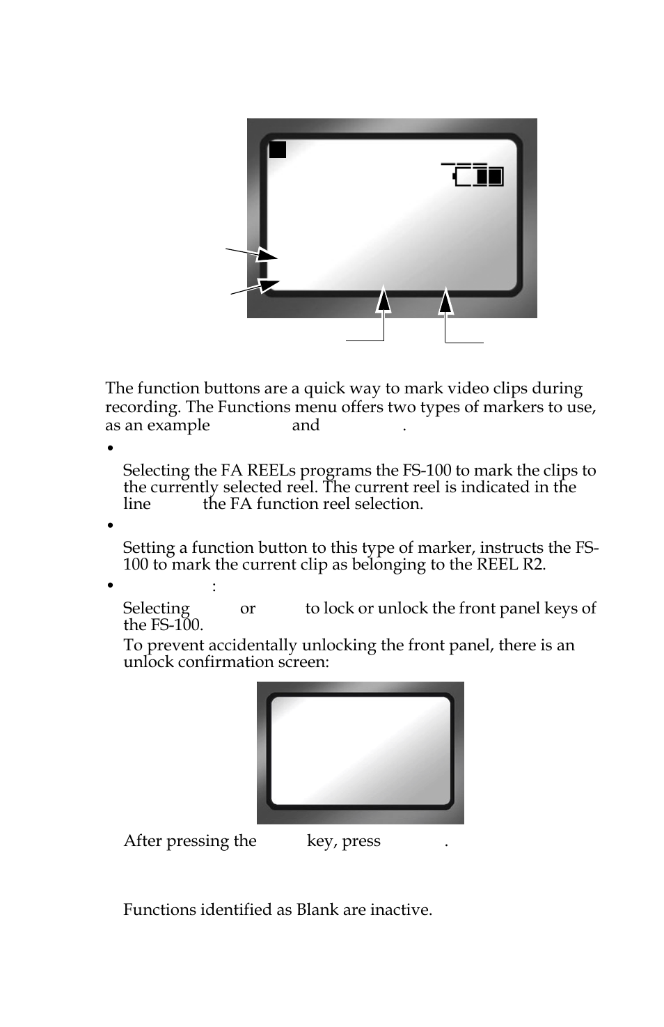 Assigning clips to reels, Blank, Assigning clips to reels blank | Panasonic FS-100 User Manual | Page 87 / 154