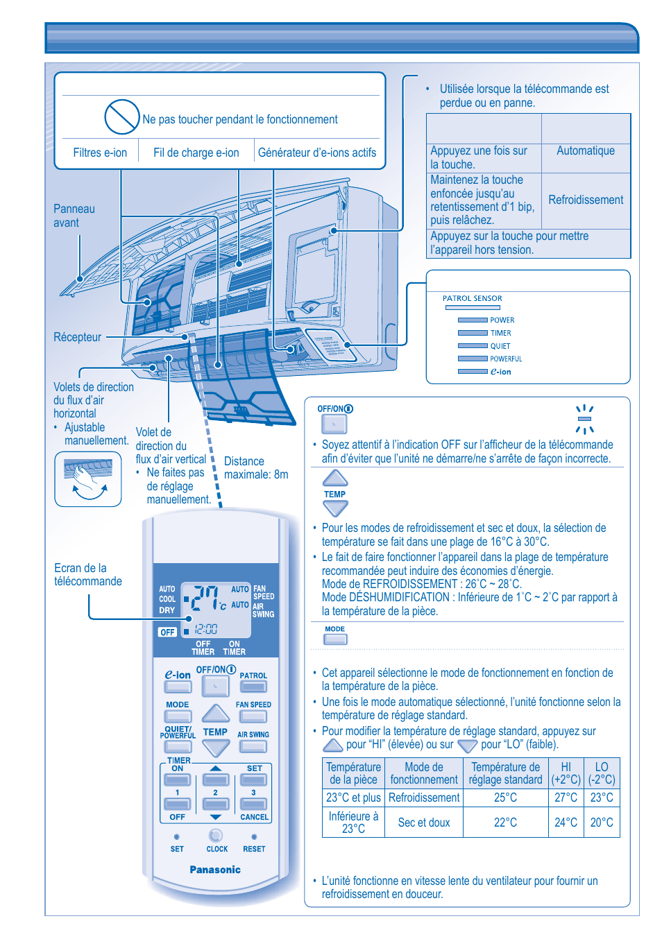 Présentation du produit et opérations | Panasonic CS-C12JKD User Manual | Page 10 / 44