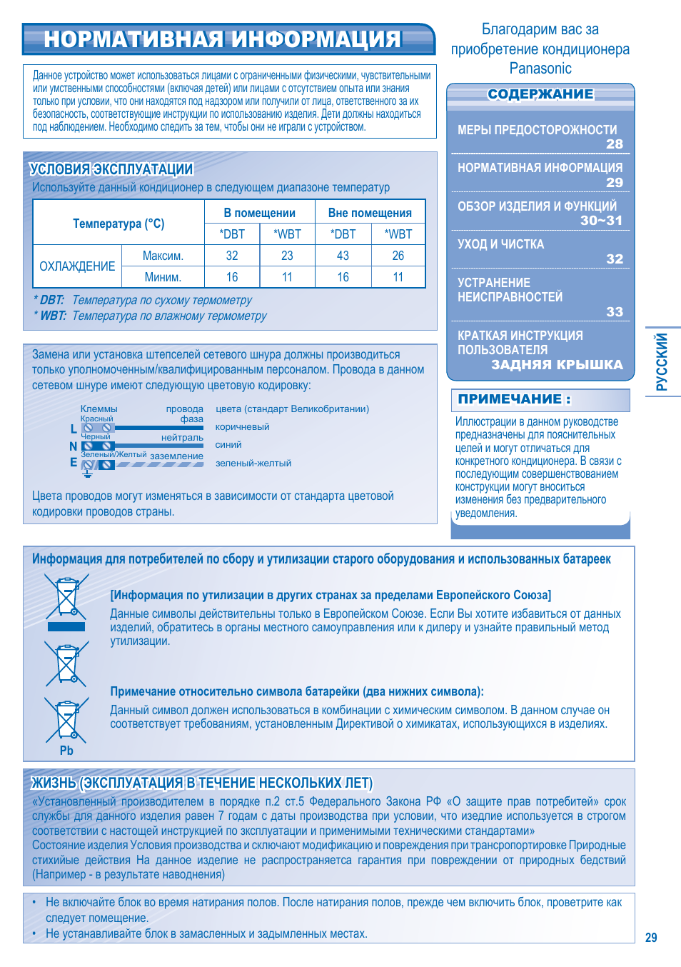 Нормативная информация | Panasonic CS-C12JKD User Manual | Page 29 / 44