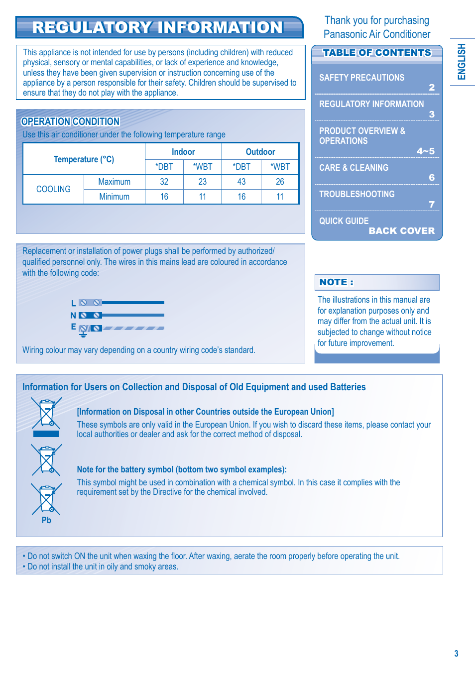 Regulatory information regulatory information | Panasonic CS-C12JKD User Manual | Page 3 / 44