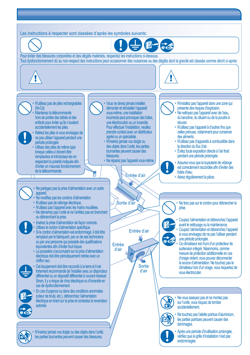 Consignes de sécurité | Panasonic CS-C12JKD User Manual | Page 8 / 44