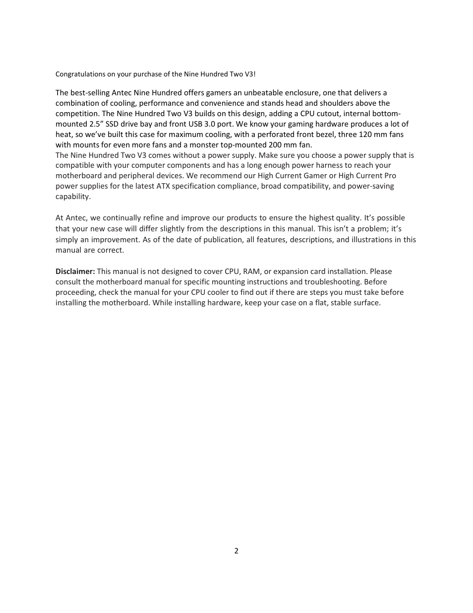 Antec NINE HUNDRED TWO V3 User Manual | Page 3 / 15