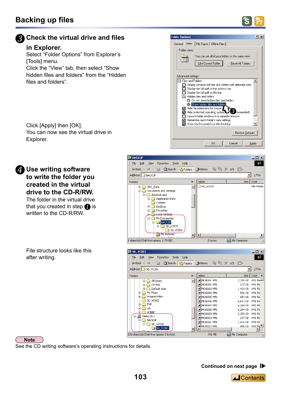 Backing up files | Panasonic -eng User Manual | Page 103 / 132