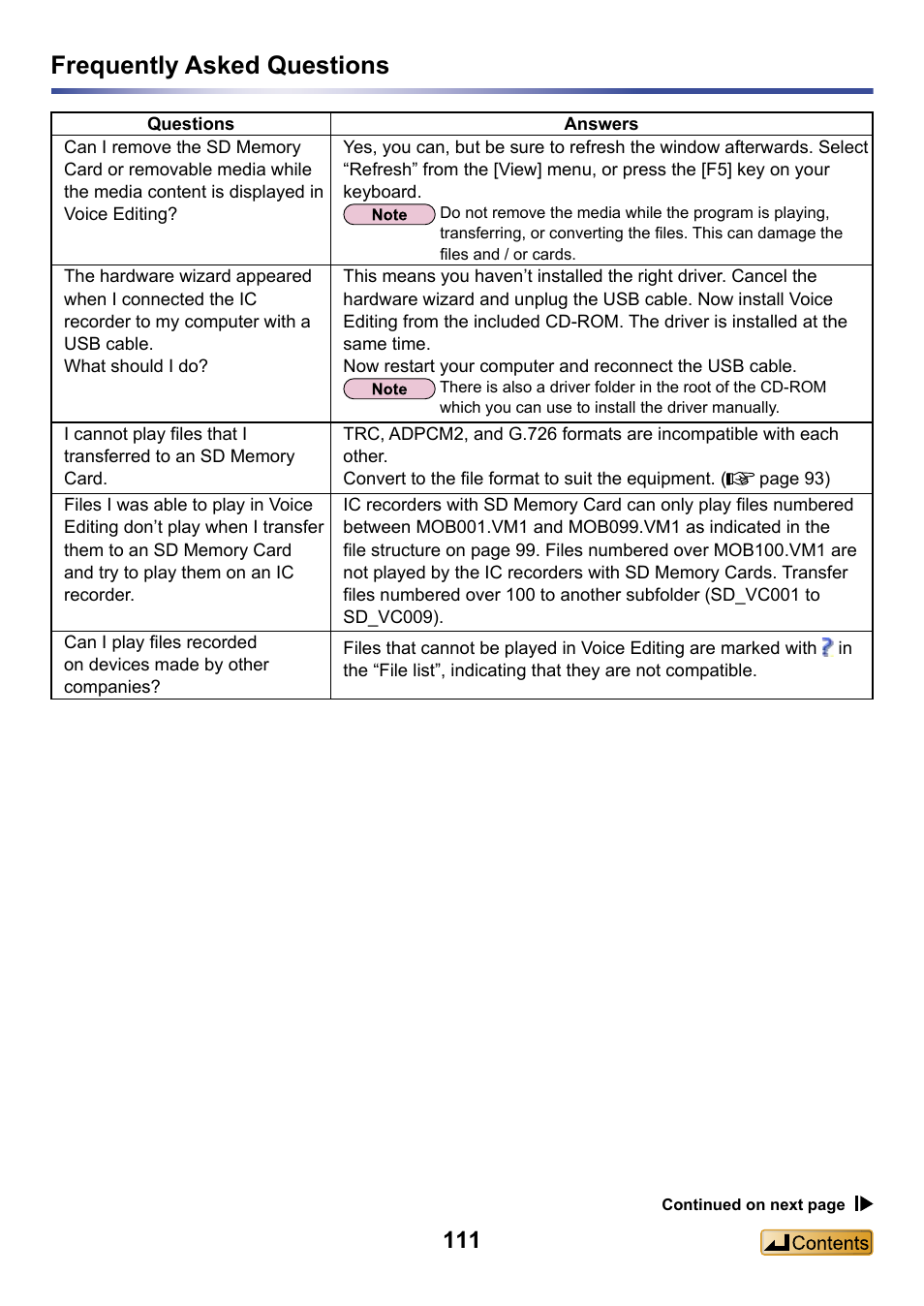 Frequently asked questions | Panasonic -eng User Manual | Page 111 / 132