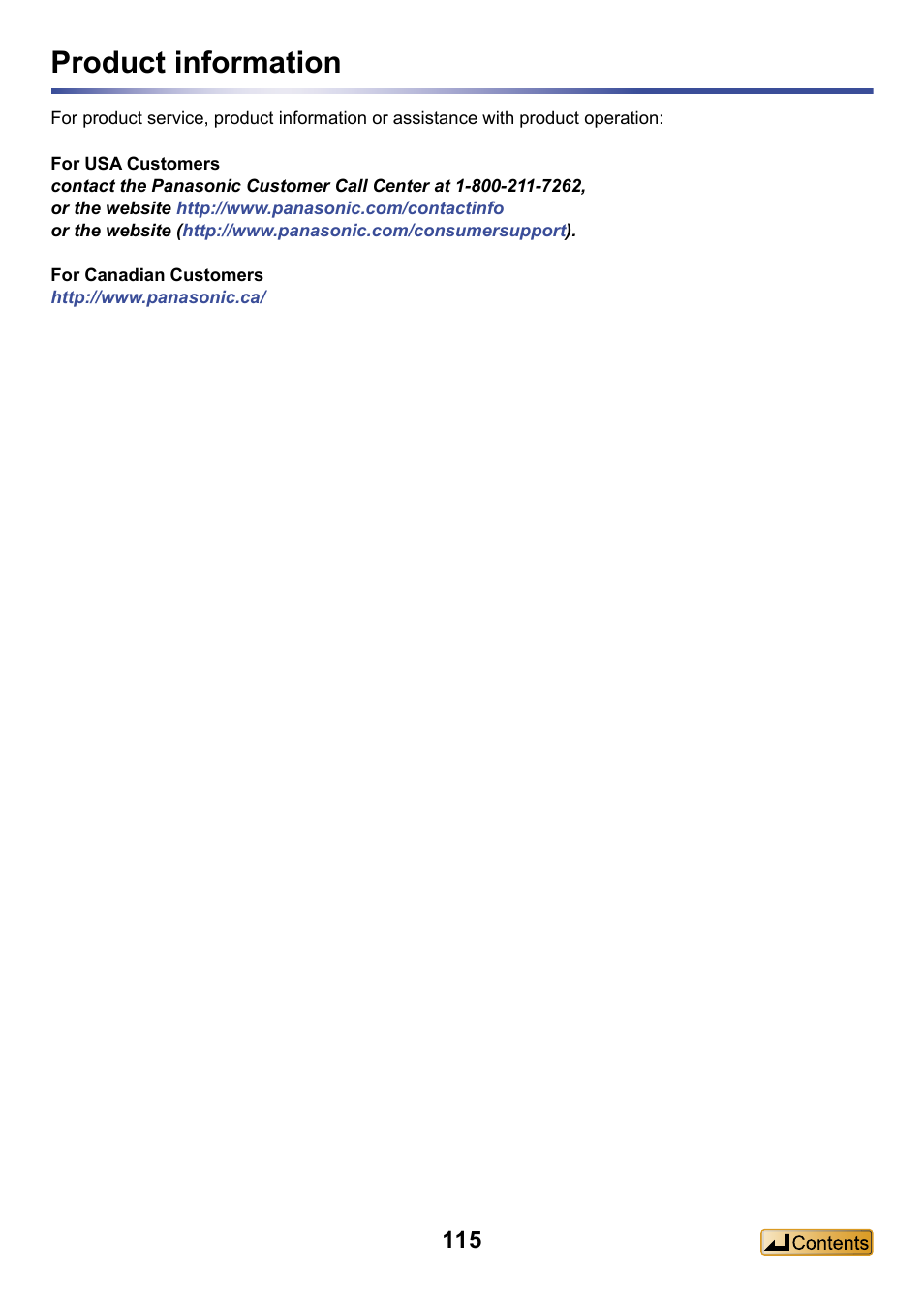 Product information | Panasonic -eng User Manual | Page 115 / 132