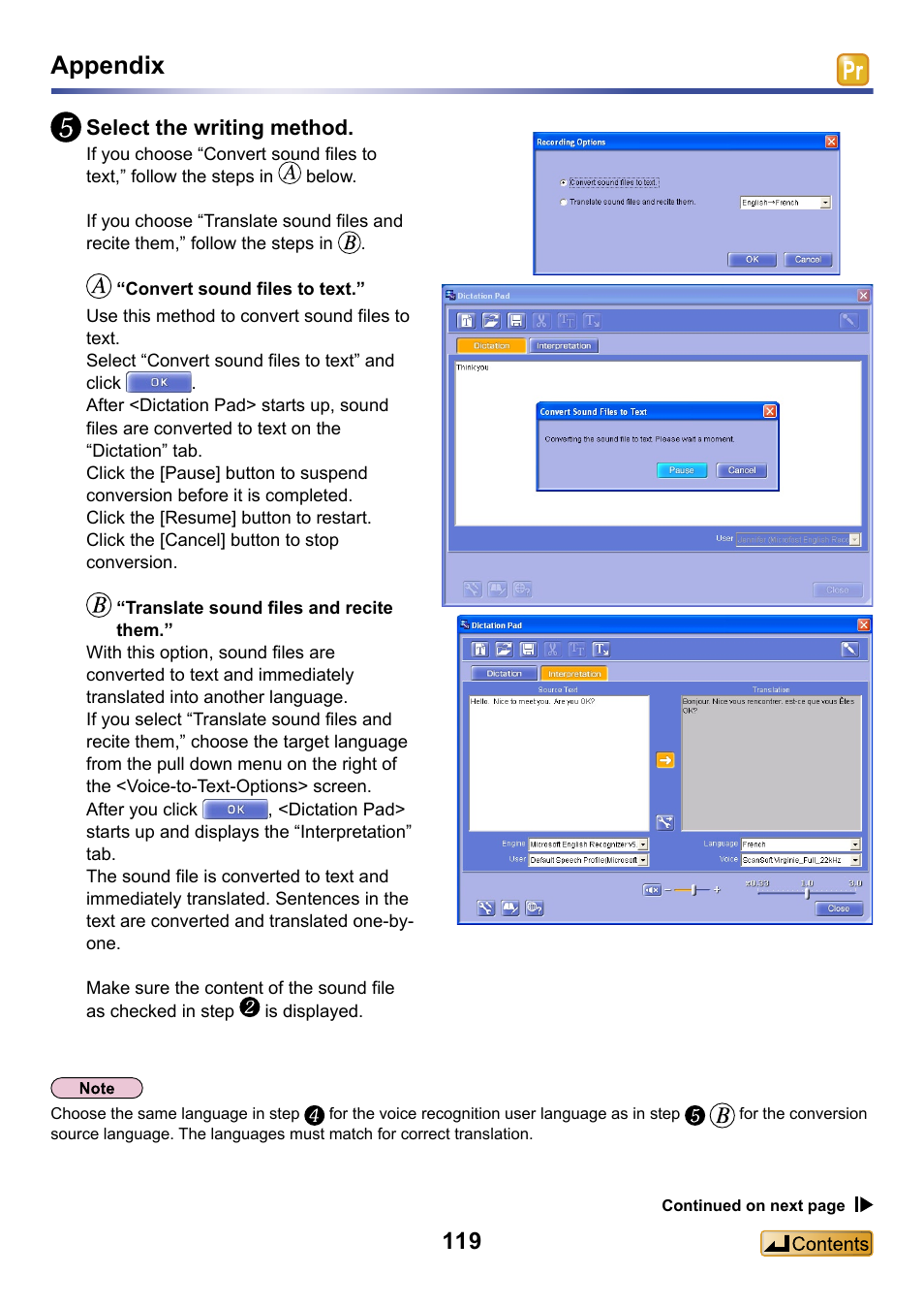 Appendix, Select the writing method | Panasonic -eng User Manual | Page 119 / 132
