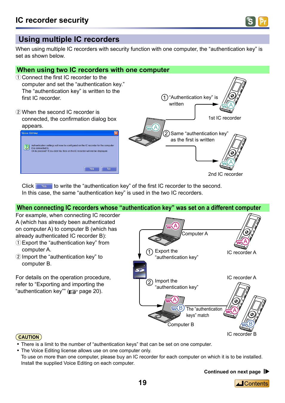 Using multiple ic recorders, Ic recorder security using multiple ic recorders, When using two ic recorders with one computer | Panasonic -eng User Manual | Page 19 / 132