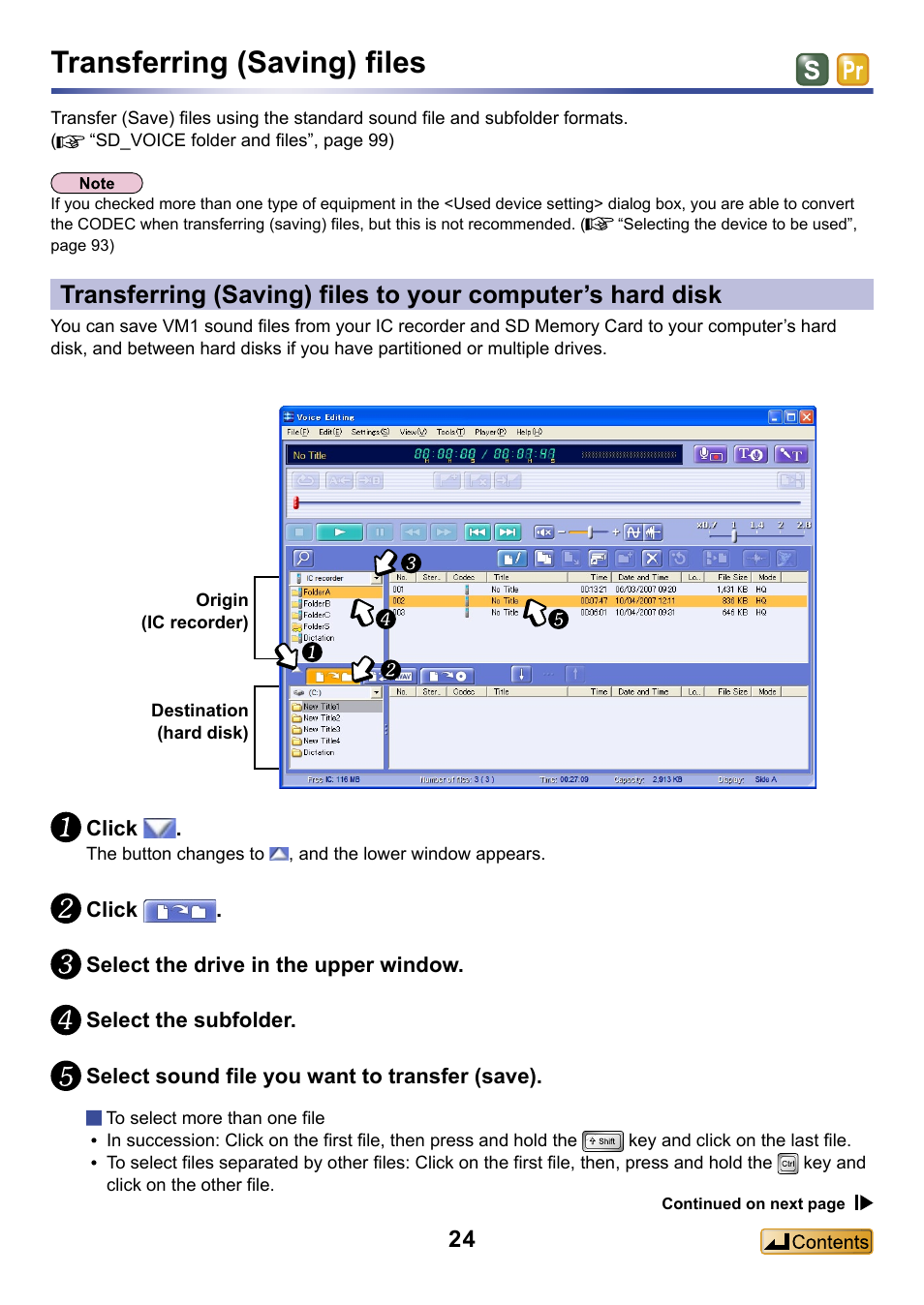 Transferring (saving) files | Panasonic -eng User Manual | Page 24 / 132