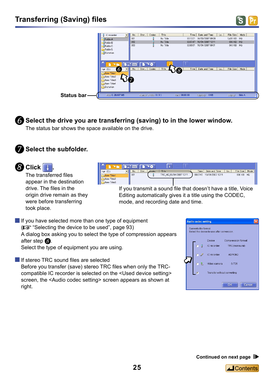 Transferring (saving) files | Panasonic -eng User Manual | Page 25 / 132