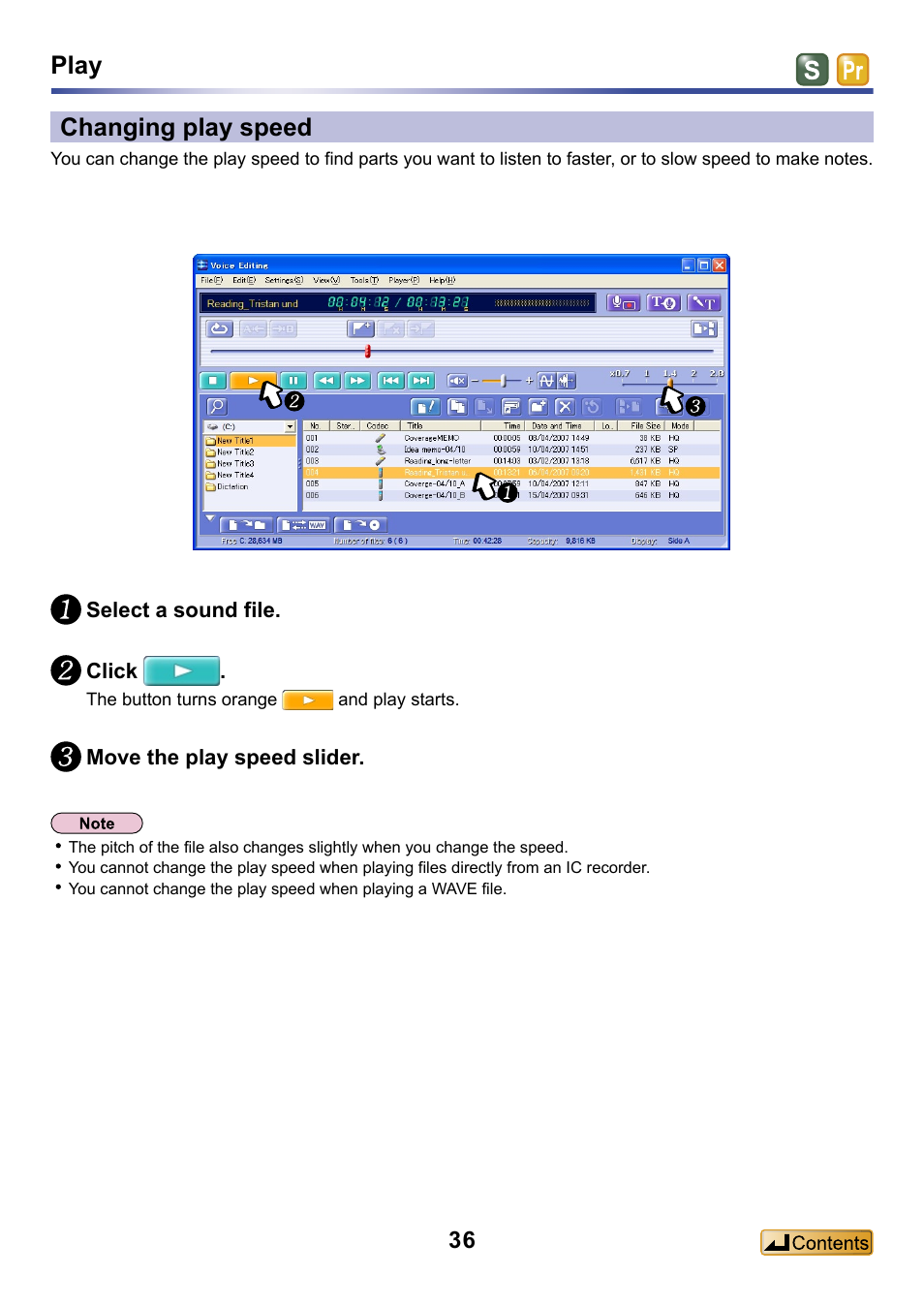 Changing play speed, Play | Panasonic -eng User Manual | Page 36 / 132