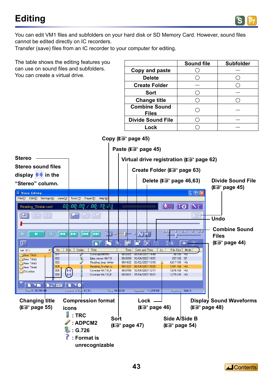 Editing, Icon | Panasonic -eng User Manual | Page 43 / 132