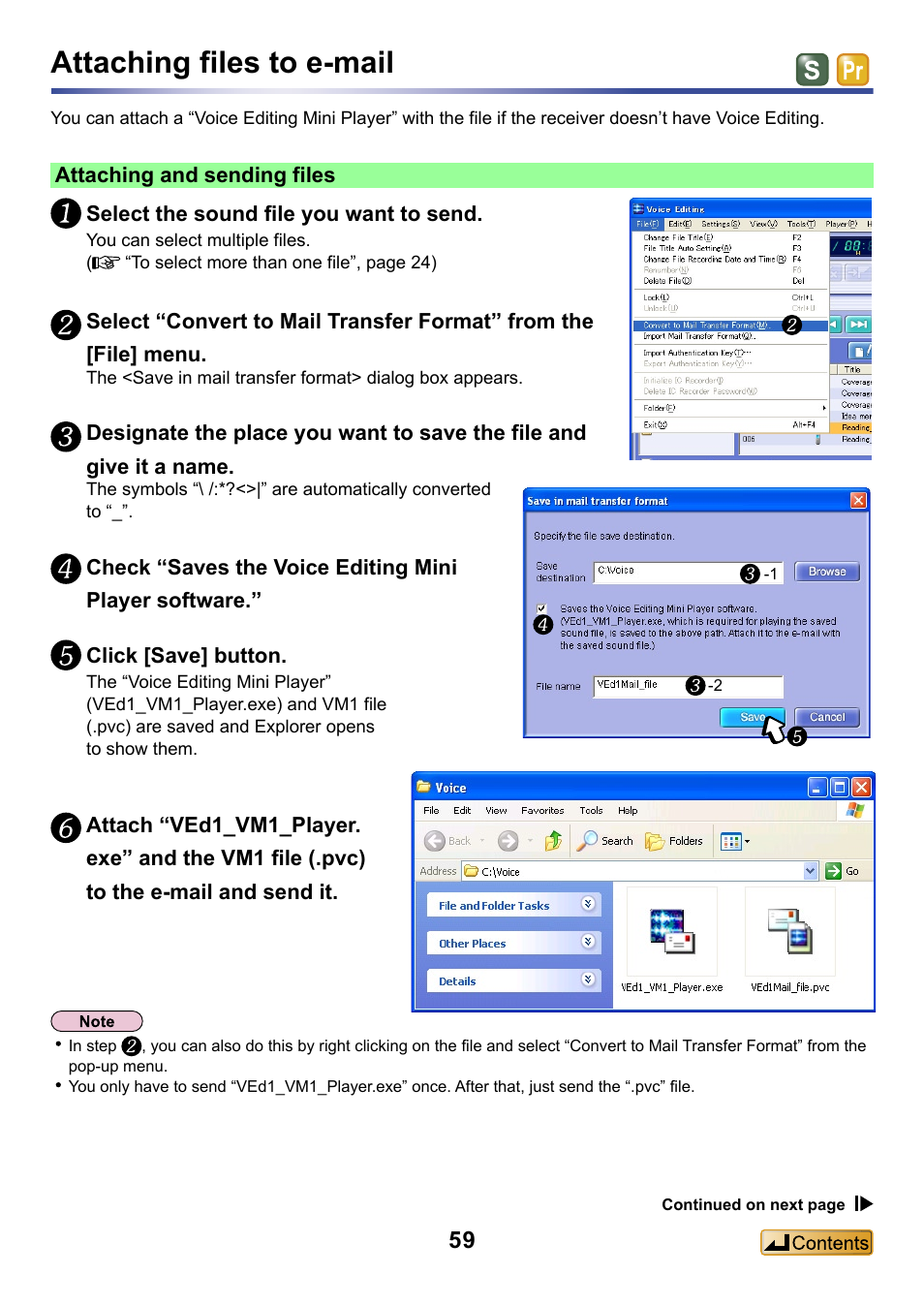 Attaching files to e-mail | Panasonic -eng User Manual | Page 59 / 132