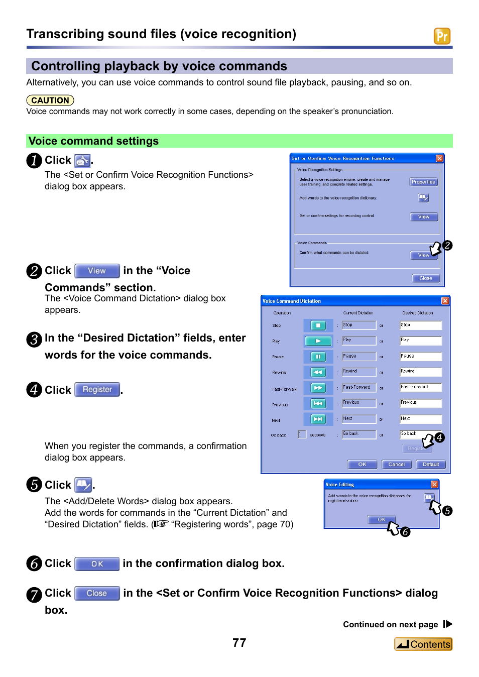 Controlling playback by voice commands, Using voice commands, Ou can change this setting later as needed | Panasonic -eng User Manual | Page 77 / 132