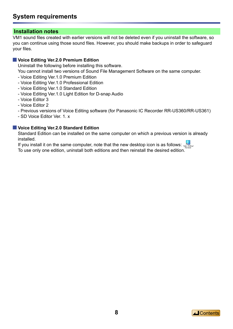System requirements | Panasonic -eng User Manual | Page 8 / 132