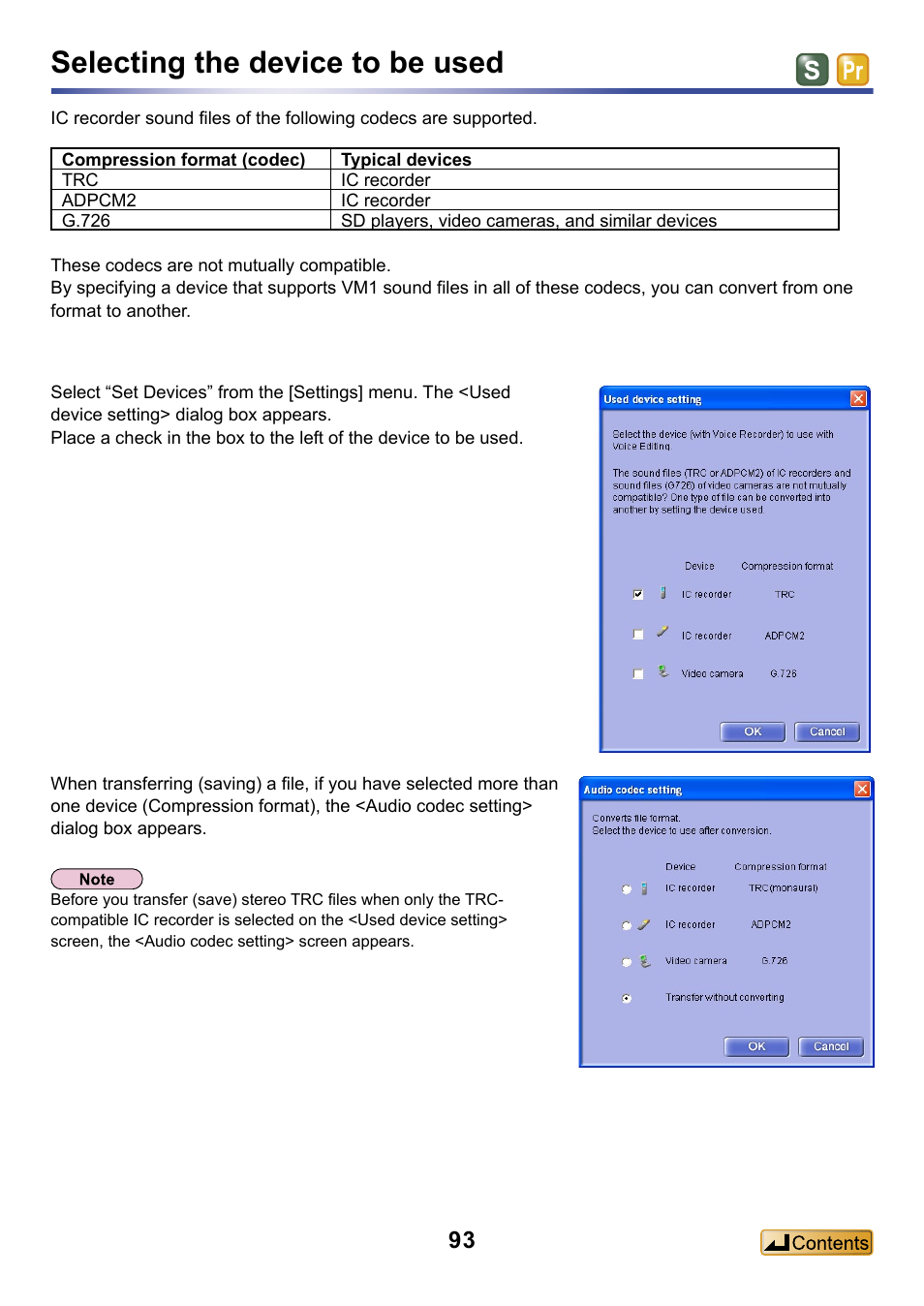 Selecting the device to be used | Panasonic -eng User Manual | Page 93 / 132