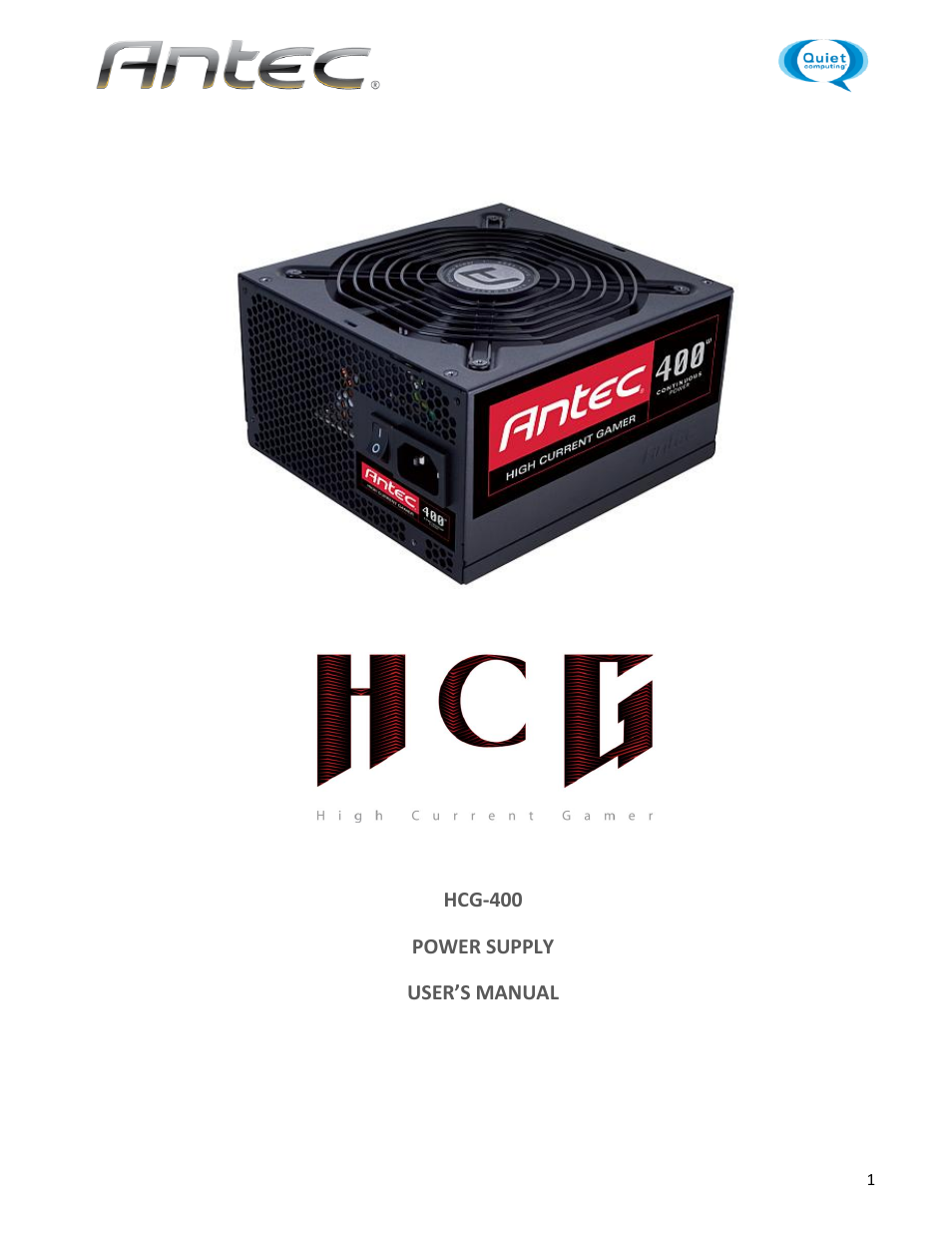 Antec HCG-400 User Manual | 7 pages