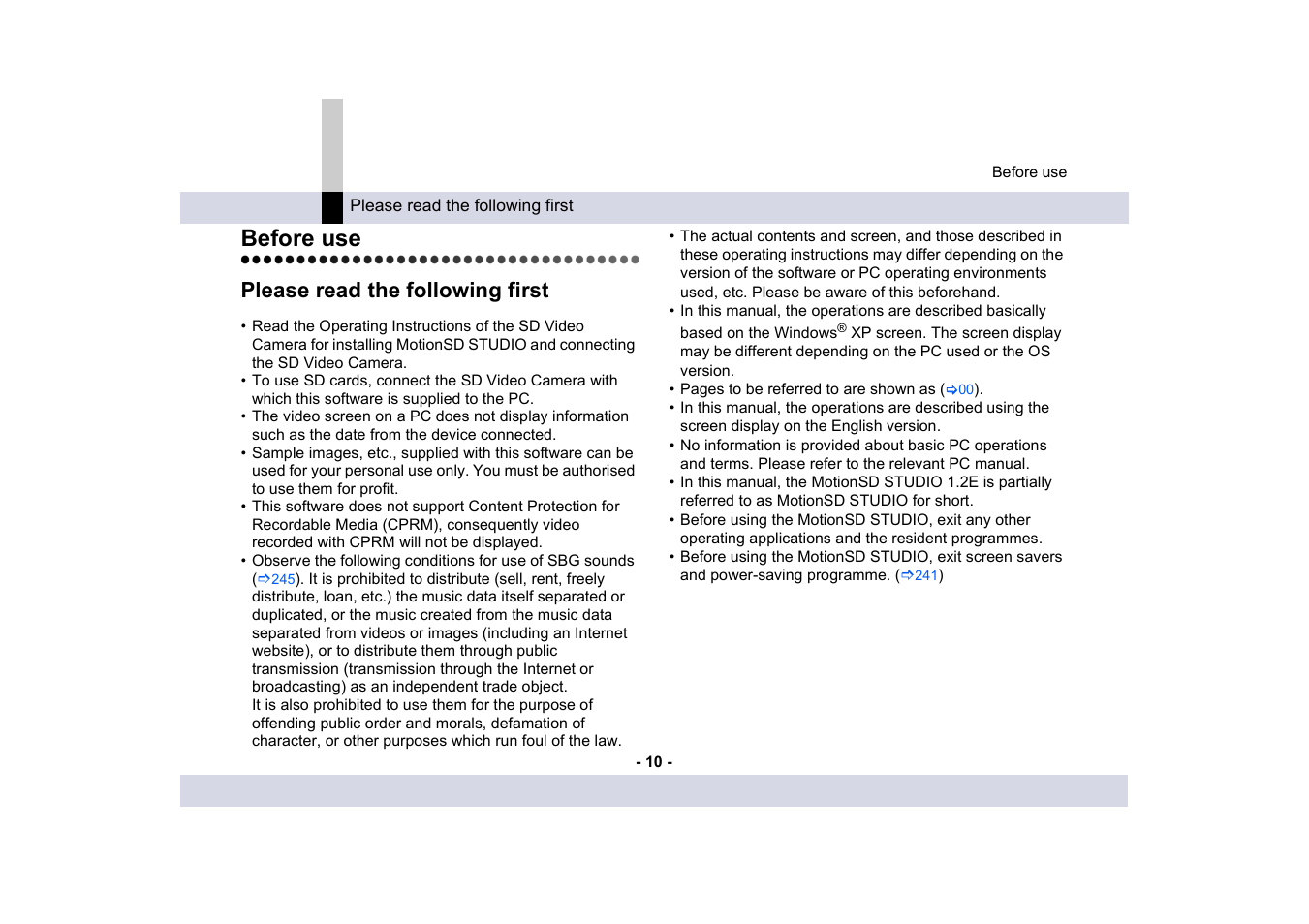 Before use, Please read the following first | Panasonic -eng User Manual | Page 10 / 249