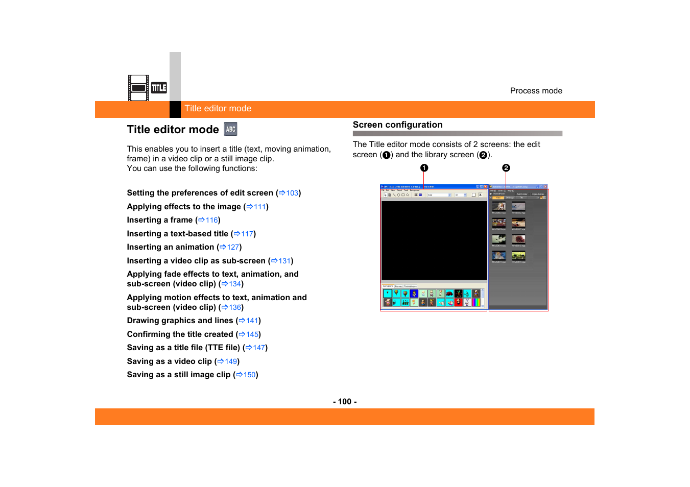 Title editor mode, Screen configuration | Panasonic -eng User Manual | Page 100 / 249