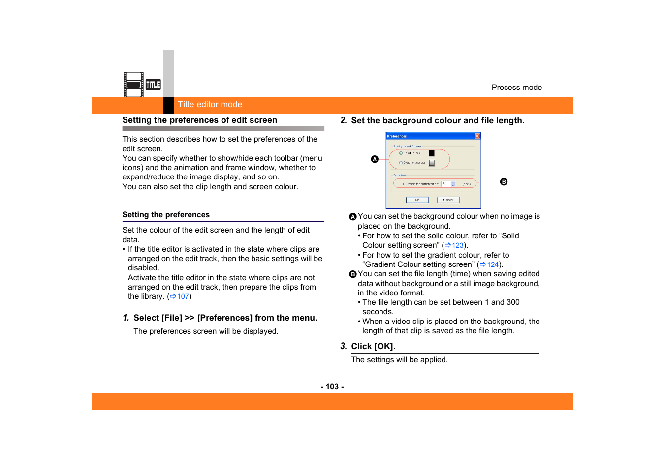 Setting the preferences of edit screen, Setting the preferences | Panasonic -eng User Manual | Page 103 / 249