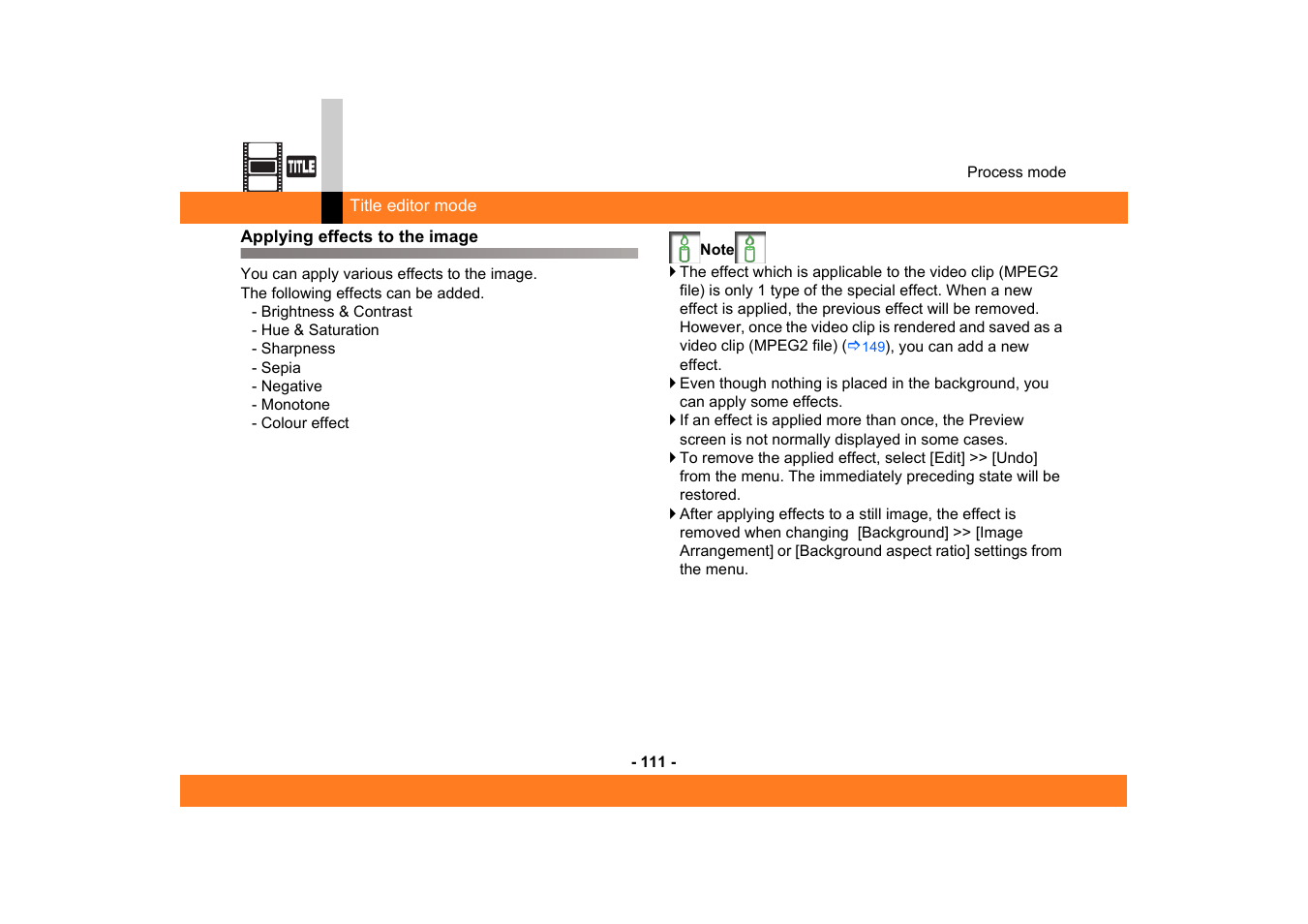 Applying effects to the image | Panasonic -eng User Manual | Page 111 / 249