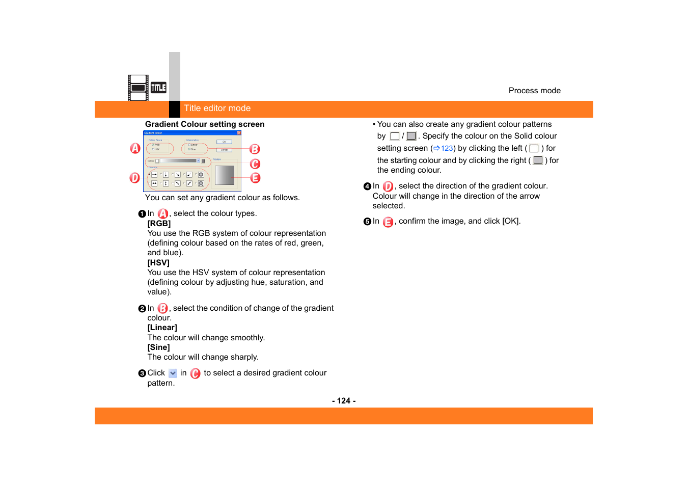 Gradient colour setting screen | Panasonic -eng User Manual | Page 124 / 249