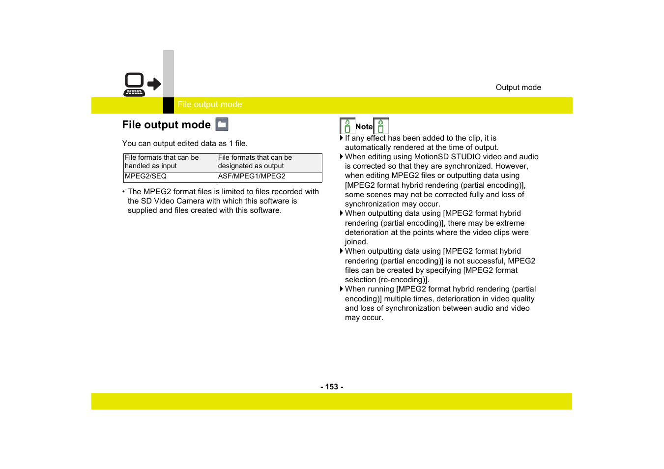 File output mode | Panasonic -eng User Manual | Page 153 / 249