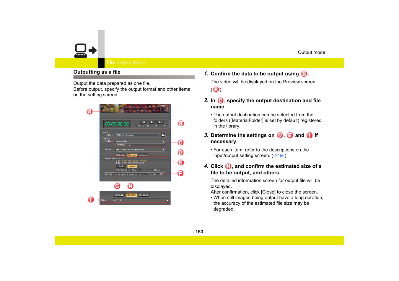 Outputting as a file | Panasonic -eng User Manual | Page 163 / 249