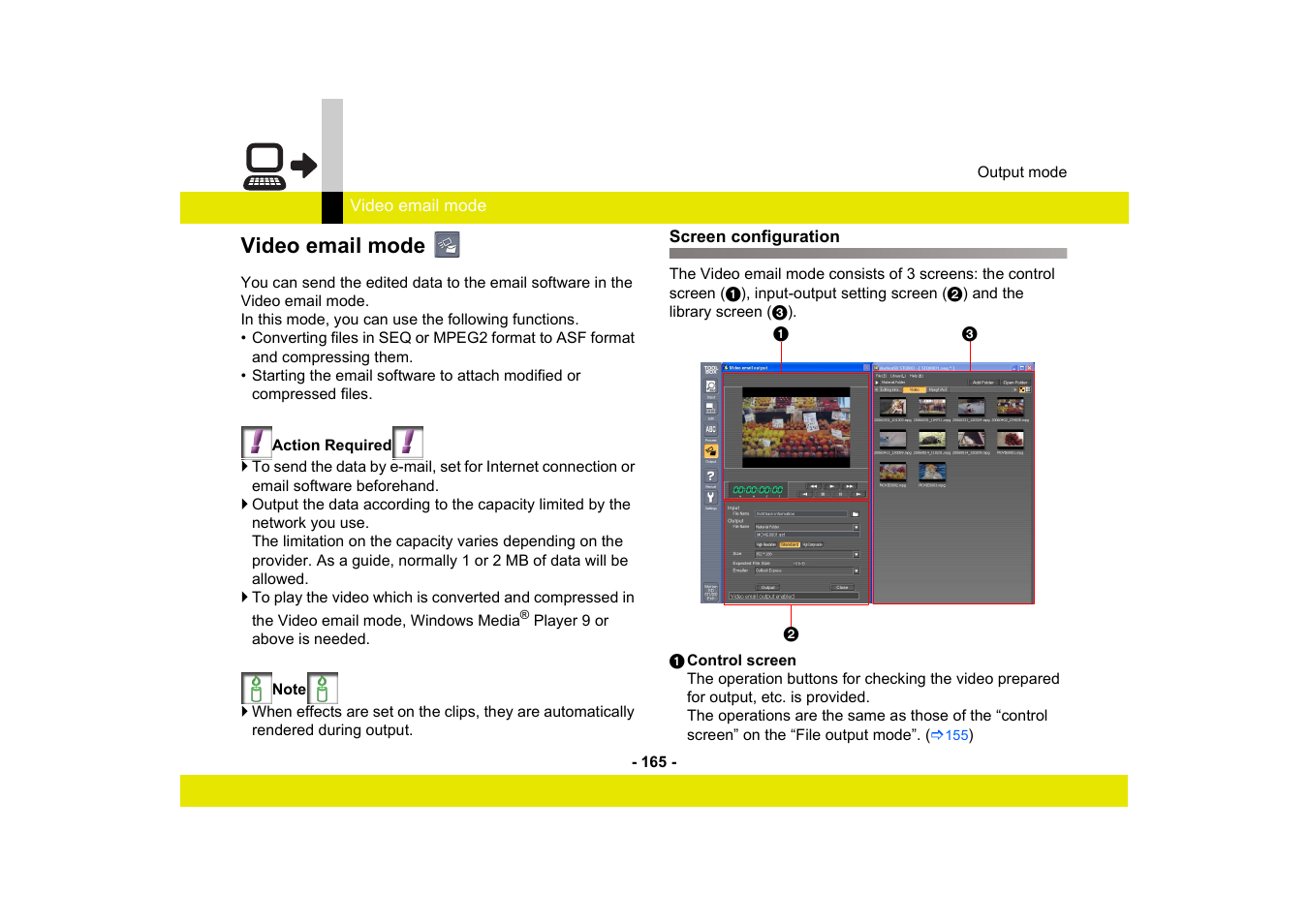 Video email mode, Screen configuration | Panasonic -eng User Manual | Page 165 / 249