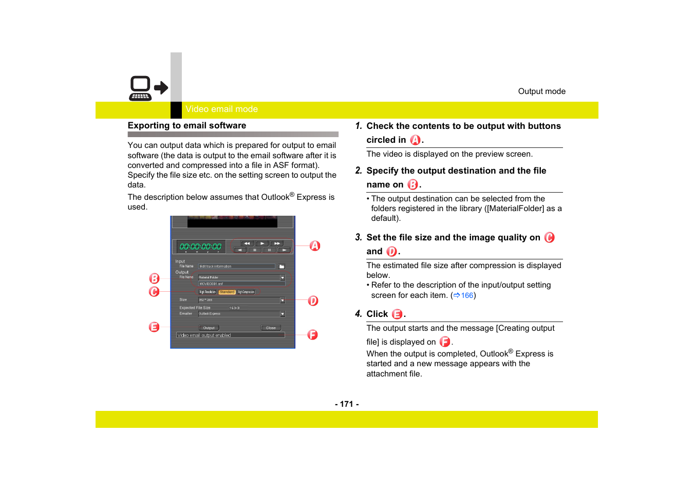 Exporting to email software | Panasonic -eng User Manual | Page 171 / 249