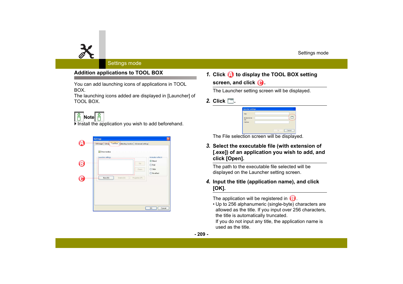 Addition applications to tool box | Panasonic -eng User Manual | Page 209 / 249