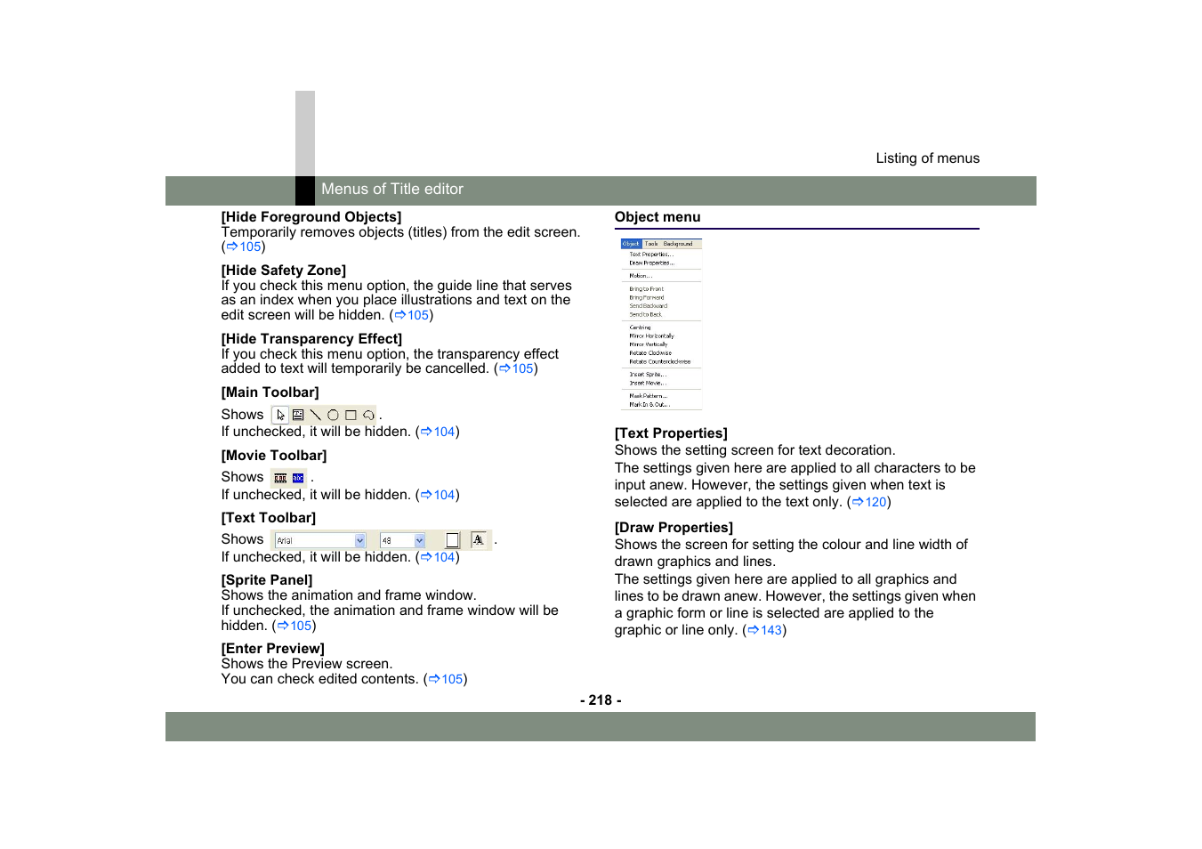 Object menu | Panasonic -eng User Manual | Page 218 / 249