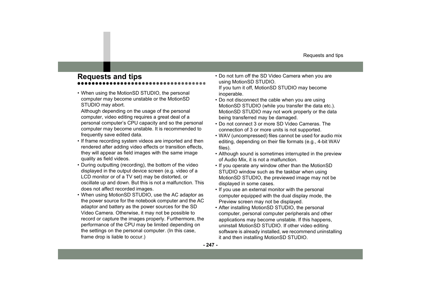 Requests and tips | Panasonic -eng User Manual | Page 247 / 249