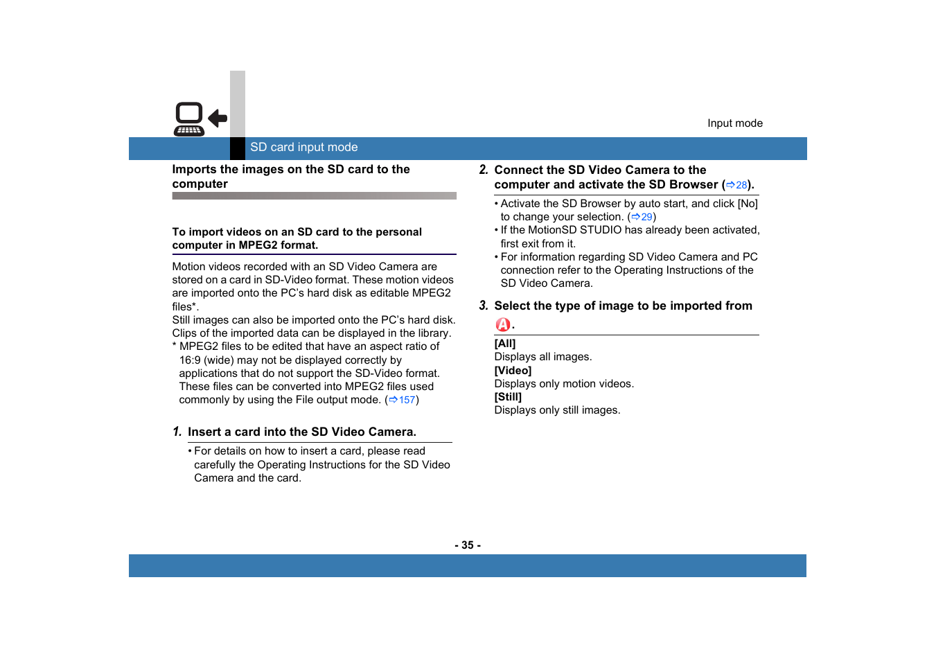 Imports the images on the sd card to the computer | Panasonic -eng User Manual | Page 35 / 249