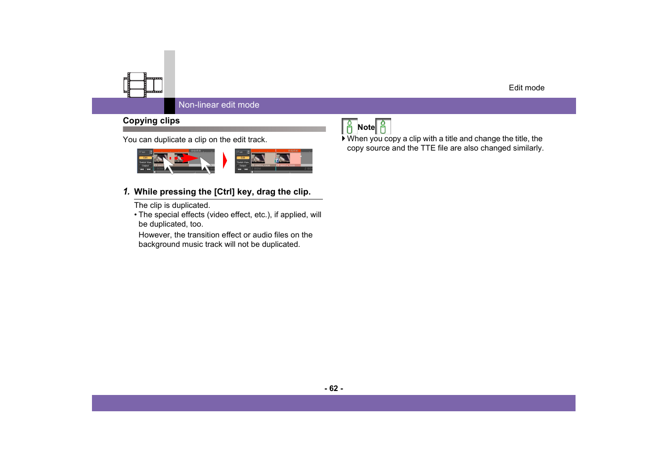 Copying clips | Panasonic -eng User Manual | Page 62 / 249