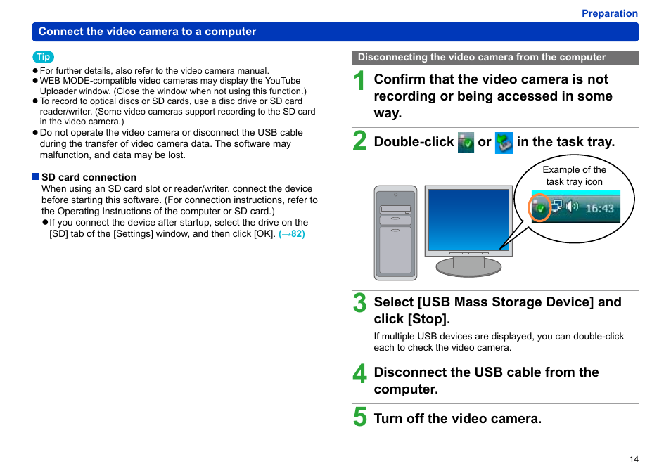 Disconnecting the video camera from the computer | Panasonic -eng User Manual | Page 14 / 103