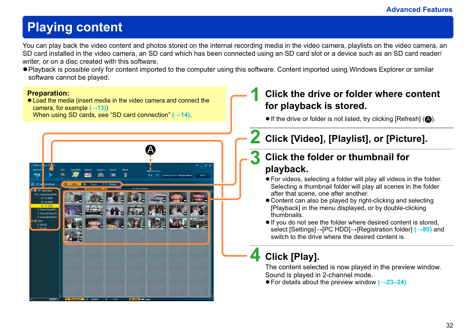 Playing content | Panasonic -eng User Manual | Page 32 / 103