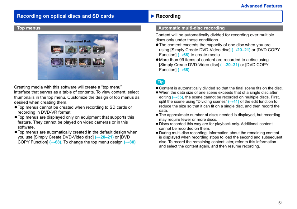 Top menus, Automatic multi-disc recording, Are also created automatically | Panasonic -eng User Manual | Page 51 / 103