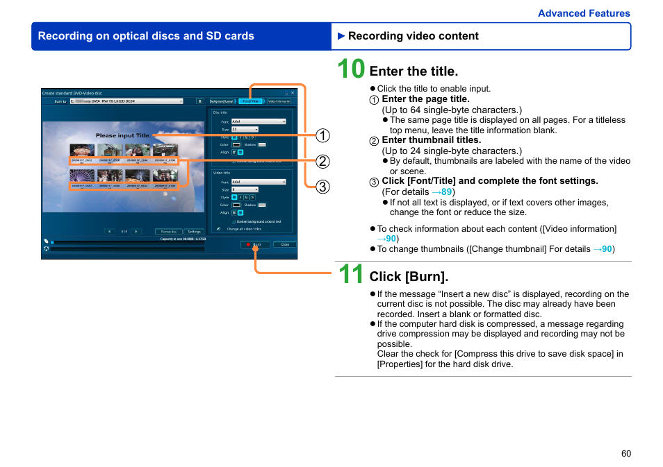 Enter the title, Click [burn | Panasonic -eng User Manual | Page 60 / 103