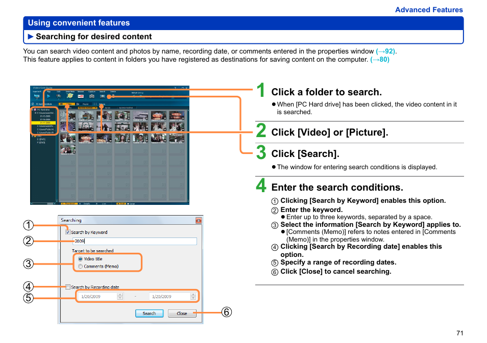 Searching for desired content, Searching for desired content…………………… 71 | Panasonic -eng User Manual | Page 71 / 103