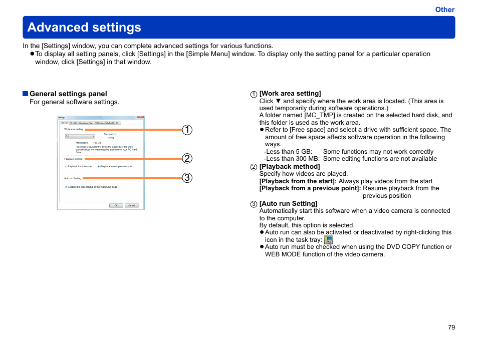 Advanced settings, Ork area setting | Panasonic -eng User Manual | Page 79 / 103