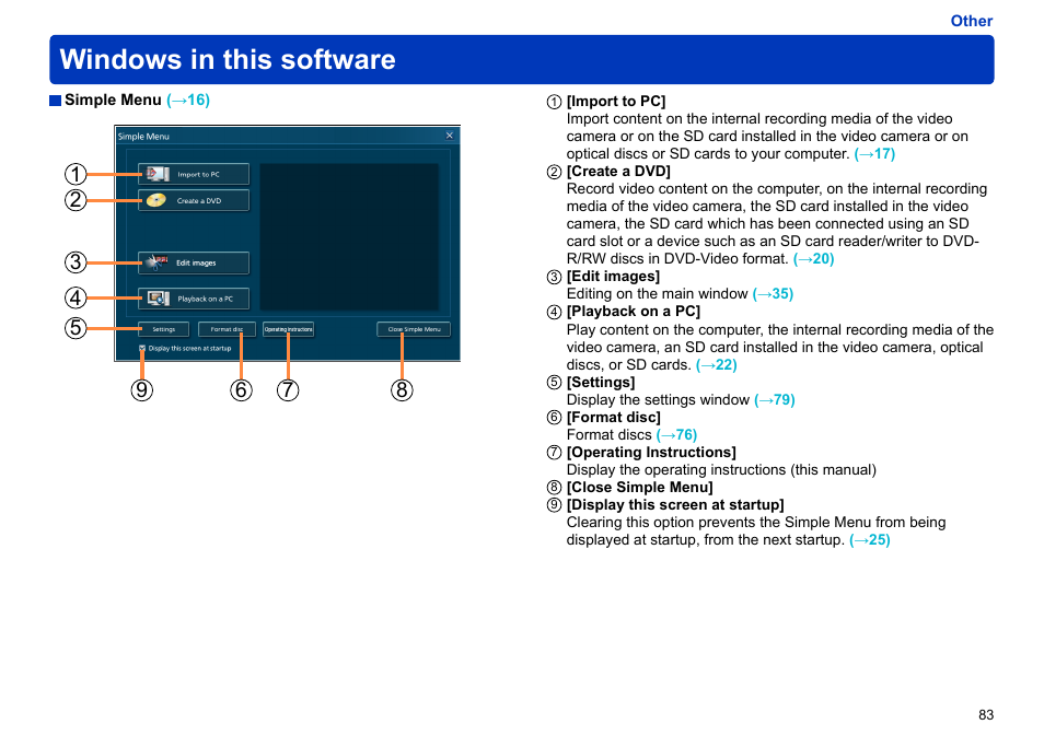 Windows in this software | Panasonic -eng User Manual | Page 83 / 103