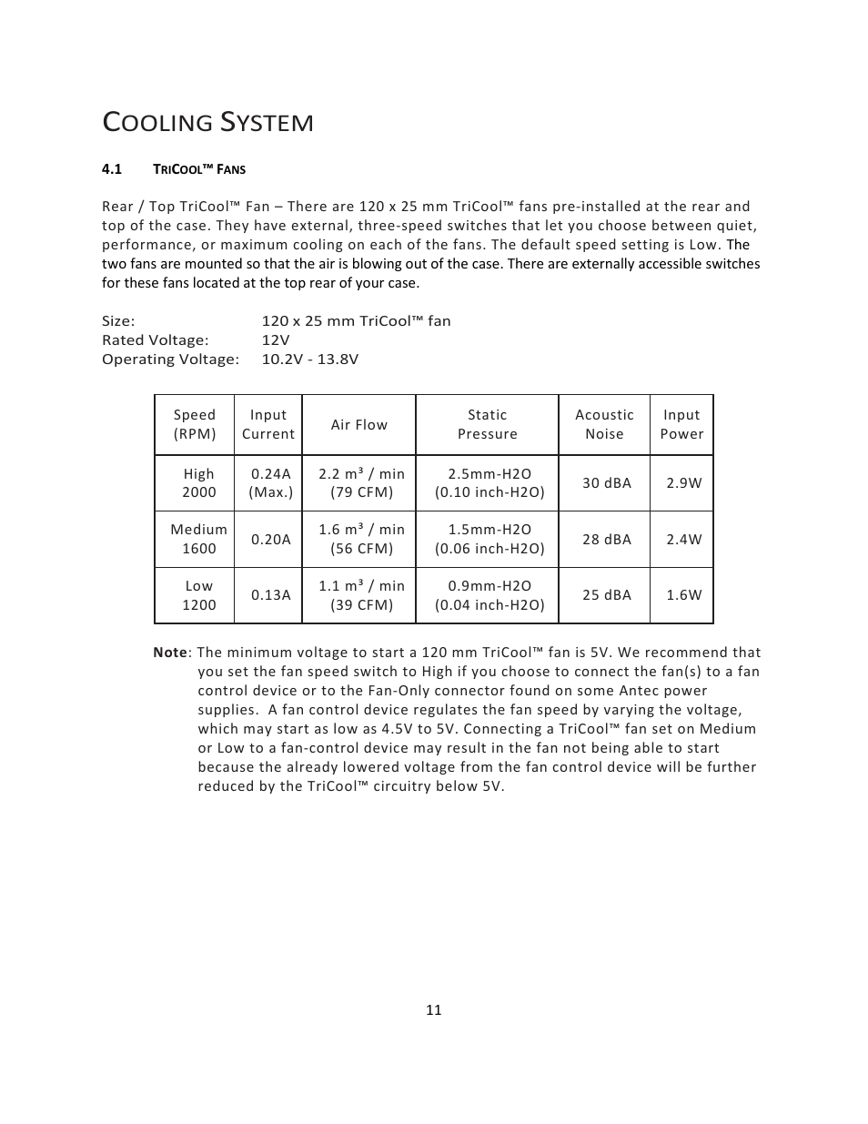 Ooling, Ystem | Antec TABLE OF CONTENTS P183 V3 User Manual | Page 12 / 14
