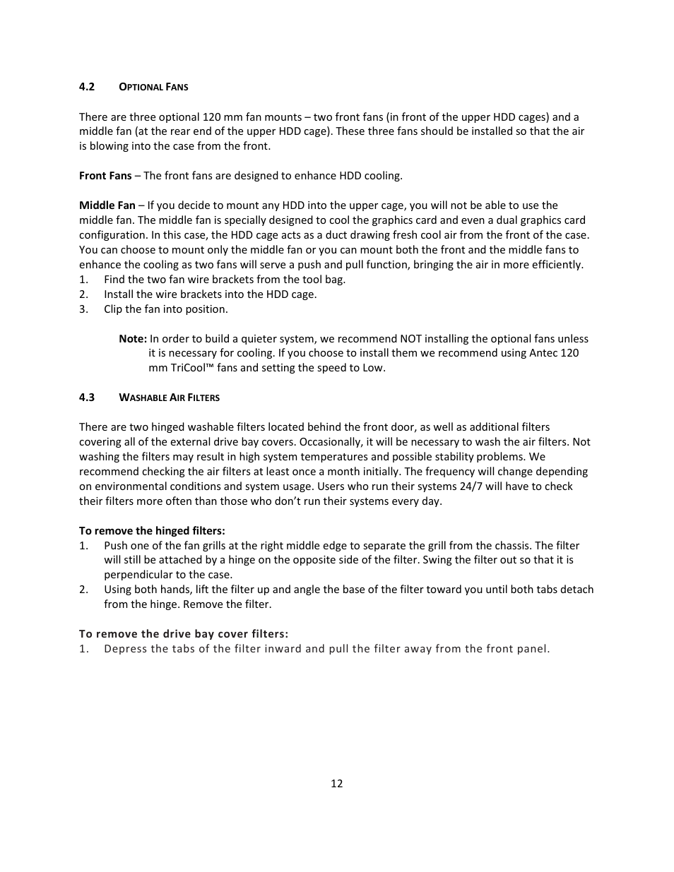 Antec TABLE OF CONTENTS P183 V3 User Manual | Page 13 / 14